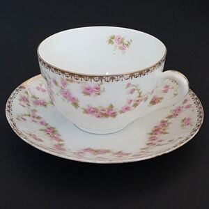Bridal Rose Tea Cup & Saucer, Adolf Persch, EAP Czechoslovakia, ADH32, 1930s